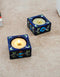Blue Pottery Candle Holder Set Of 2pcs.